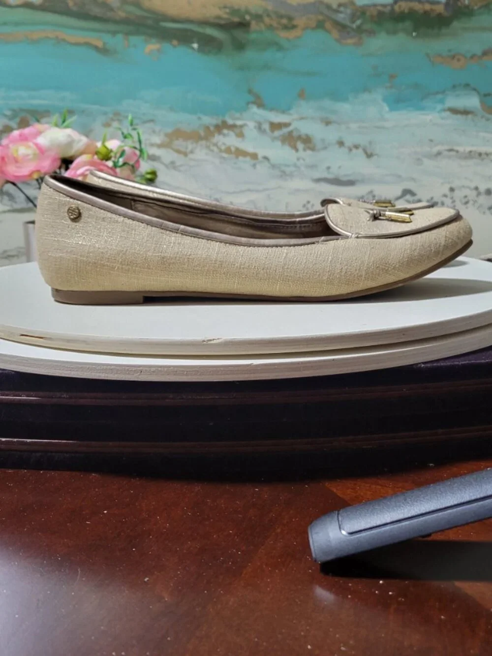 Dana Buchman Gold Fabric Dress Loafers [Item # SF01]
